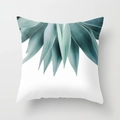 Square white decorative pillowcase with realistic green agave plant print for sofa - Cactus Style 35 (DRD98-35)