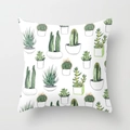 Square pillow cover with watercolor cactus and succulent print on white fabric - Cactus Style 36 (DRD98-36)