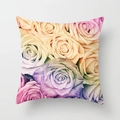 Detailed view of square pillowcase with rainbow gradient rose floral pattern fabric - Rainbow Gradient Rose Style (DRD192-8) / 18x18 Inch