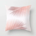 Detail shot of square pink marble palm leaf pillow cover for home sofa decor - Palm Leaf Pattern (DRD163-5) / 18x18 Inch