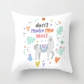 Detail of white square cushion cover featuring a colorful cartoon alpaca and desert motifs - 45x45cm / Wait Llama Pattern (DRD188-2)