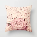 Detailed texture of rose flower print on soft square decorative sofa pillowcase - Vintage Dried Rose Style (DRD192-6) / 18x18 Inch