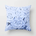 Detailed view of square blue throw pillow cover with vintage rose floral pattern - Light Blue Rose Style (DRD192-5) / 18x18 Inch