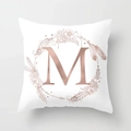 Letter M peach skin pillowcase with rose gold bohemian wreath for sofa and car decor - Letter M Style (DRD115-M) / 18x18 Inch