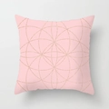 Detail of pink throw pillow case featuring geometric rose gold glitter circle patterns - Pink Geometric Circle (DRD163-16) / 18x18 Inch