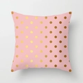 Detailed close-up of pink marble cushion cover with metallic gold polka dots patterns - Pink Base Gold Polka Dot (DRD163-14) / 18x18 Inch