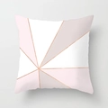 Close-up of pink marble geometric pillow cover with elegant rose gold metallic line detail - Pink White Gray Irregular (DRD163-13) / 18x18 Inch