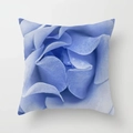 Macro detail of blue rose petals on a square decorative pillow cover with fine velvet texture - Light Blue Macro Rose Style (DRD192-22) / 18x18 Inch