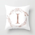 Modern peach skin pillowcase with rose gold letter I and bohemian floral wreath - Letter I Style (DRD115-I) / 18x18 Inch