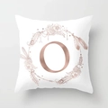 Modern white peach skin pillowcase featuring a rose gold letter O with boho floral wreath - Letter O Style (DRD115-O) / 18x18 Inch