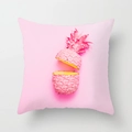 Nordic pink tropical leaf pillowcase featuring a minimalist artistic pineapple print - Pink Background Cross-cut Pink Pineapple Modern Art Style (DRD212-21) / 18x18 Inch