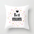 Square peach skin pillowcase featuring Best Mom print with crown and pink hearts - Best Mom Style (DRD182-2)