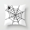 Close-up of Halloween pillowcase featuring black spider and web print on white fabric - Spider Web Style (DRD197-6)