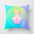 Noordse kussenhoes met een grappige roze ananas en zonnebril op een pop-art gradiënt achtergrond - Roze Ananas Met Zonnebril Pop Art Stijl (DRD212-1) / 45x45 cm