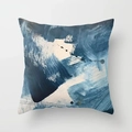 Abstract oil painting style pillowcase with blue and white linen texture for modern sofa - 18x18 Inch / BMD01-5