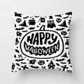 Detailed view of Halloween pillowcase with black and white pumpkin and ghost prints - Heat Transfer Halloween Style (DRD197-13)