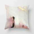 Modern abstract pillow cover with pink, white and gold foil prints on linen fabric - 18x18 Inch / BMD01-8