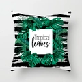 Macro detail of tropical monstera leaves on striped peach skin pillowcase - 18x18 Inch / Tropical Leaves Stripes (DRD311-5)