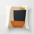 Fodera per cuscino nordica con forme geometriche astratte arancioni e gialle su velluto - 45x45cm / Solo Federa (Senza Imbottitura) / Geometrico Arancione Nero (CRD122-3)