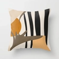 Fodera per cuscino nordica con cerchio arancione e strisce nere su fondo crema - 45x45cm / Solo Federa (Senza Imbottitura) / Strisce Nere Cerchio Arancione (CRD122-4)