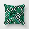 Detail of peach skin pillowcase featuring tropical leaves and geometric patterns - 18x18 Inch / Geometric Green Leaves (DRD311-7)