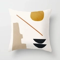 Federa per cuscino bianca moderna con motivi geometrici astratti nordici e toni della terra - 45x45cm / Solo Federa (Senza Imbottitura) / Blocco Minimalista Slash (CRD122-5)