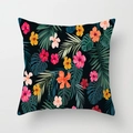 Detail of tropical peach skin pillowcase with hibiscus flowers and palm leaf patterns - 18x18 Inch / Rainforest Hibiscus (DRD311-8)