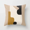 Fodera per cuscino nordica con motivi geometrici astratti in beige e giallo - 45x45cm / Solo Federa (Senza Imbottitura) / Blocchi d'Arte Beige (CRD122-7)