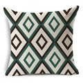 Detail of geometric diamond pattern on high-quality woven linen cushion cover fabric - Green Brown Diamond Check (YMD160-18)