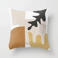 Fodera per cuscino nordica con motivi geometrici astratti in toni terra e foglie nere - 45x45cm / Solo Federa (Senza Imbottitura) / Foglie Tono Terra (CRD122-9)