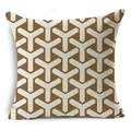 Macro shot of geometric textured linen cushion cover with brown Y-pattern design - Coffee Y Pattern (YMD160-17)