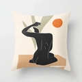 Fodera per cuscino nordica con silhouette astratta e stampa solare moderna - 45x45cm / Solo Federa (Senza Imbottitura) / Silhouette di figura astratta (CRD122-10)