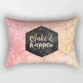 Moderner Kissenbezug mit geometrischem Pfirsichhaut-Muster und Motivationsspruch - Drd220-33 / 30x50