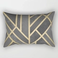 Moderner Kissenbezug mit geometrischen Goldmustern auf dunkelgrauem Stoff - Dunkelgrau Gold Geometrischer Linien Stil (DRD220-23)