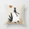 Fodera per cuscino nordica con silhouette di donna africana e motivi geometrici astratti - 45x45cm / Solo Federa (Senza Imbottitura) / Silhouette di Figura Africana (CRD122-12)