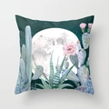 Square polyester pillowcase featuring a watercolor desert cactus and moon art print - 18x18 Inch / Starry Night Cactus (DRD181-11)