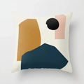 Fodera per cuscino moderna con motivi geometrici astratti in giallo senape e blu scuro - 45x45cm / Solo Federa (Senza Imbottitura) / Patchwork di Blocchi Astratti (CRD122-13)
