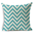 Detailed view of teal and beige chevron pattern on textured linen decorative cushion cover - Beige Herringbone (YMD160-13)