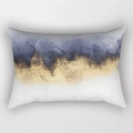 Detailansicht rechteckiger Kissenbezug mit abstraktem blau-goldenen Kunstmuster - Dunkelblau Gold Textur Kunst Ölgemälde Stil (DRD220-5)