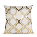 Witte vierkante kussensloop met goudkleurig geometrisch bladpatroon voor de bank - 45x45cm / Marokkaans Geometrisch Patroon (TJD-01)