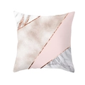 Pink marble geometric throw pillow cover with rose gold glitter lines on white background - 18x18 Inch / Pink Marble Geometric Splicing (DRD300-1)
