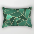Makroaufnahme von geometrischem grünen Gold-Marmormuster auf dekorativem Rechteck-Kissen - Grüntöne Marmor Geometrisches Patchwork Stil (DRD220-6)