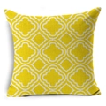 Modern geometric yellow and white linen square cushion cover with clover patterns - Lemon Yellow Clover (YMD160-22)