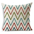Macro shot of geometric chevron linen pillowcase with textured weave and zigzag patterns - Brick Red Chevron (YMD160-21)
