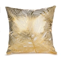Vierkante witte kussensloop met een metallic gouden tropische bladfolie opdruk - 45x45cm / Tropisch Monstera Blad (TJD-03)