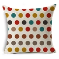 Macro detail of geometric polka dot linen cushion cover with textured weave fabric - Colorful Polka Dot (YMD160-20)