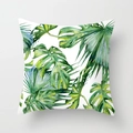 Nordic tropical leaf peach skin pillow cover with monstera palm watercolor design - 18x18 Inch / Watercolor Tropical Greenery (DRD225-9)