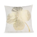 Vierkante witte kussensloop met elegant gouden geometrisch bladpatroon ontwerp - 45x45cm / Klaverbladnerf Ontwerp (TJD-04)