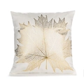 Square white pillowcase with golden maple leaf foil print for elegant sofa decor - 45x45cm / Hollow Maple Leaf Pattern (TJD-05)