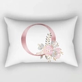 Modern white lumbar pillowcase with rose gold letter Q and floral watercolor design - Floral Letter O Style (DRD221-O)